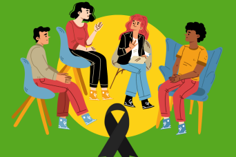 group of people talking about their bereavement 